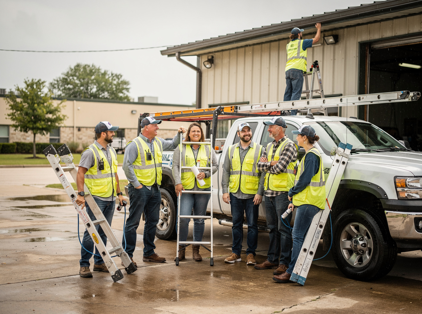 The Numero Uno Gutter Pros team at work in Houston